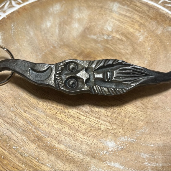 Wizard Half Moon Hand Forged Iron Keychain - Picture 4 of 8
